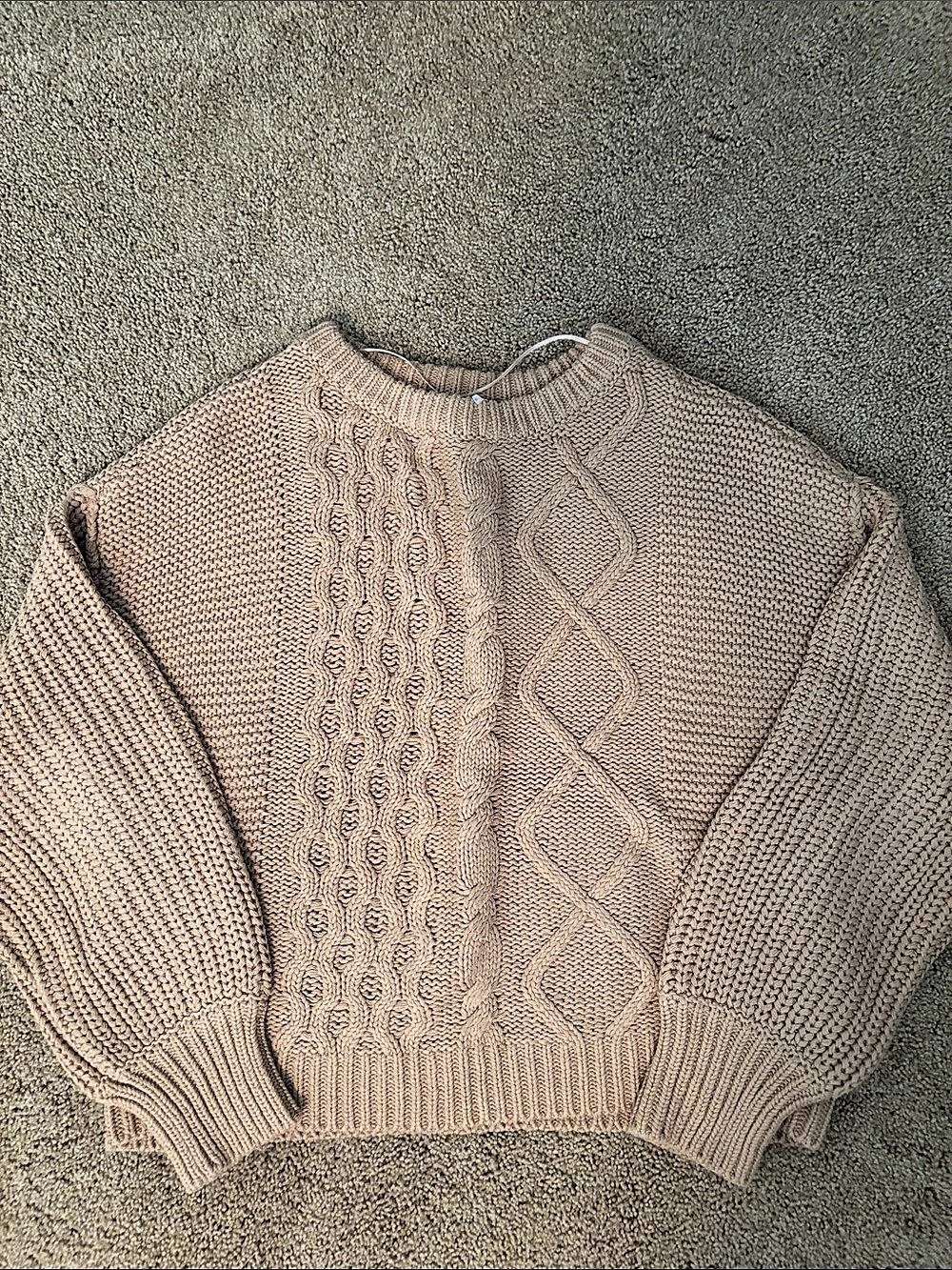 Free People Swim Too Deep Pullover Brown Cable Knit Sweater